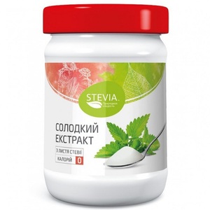 Дієтична домішка Солодкий екстракт з листя стевії Stevia+ (Стевія+) порошок банка 150г
